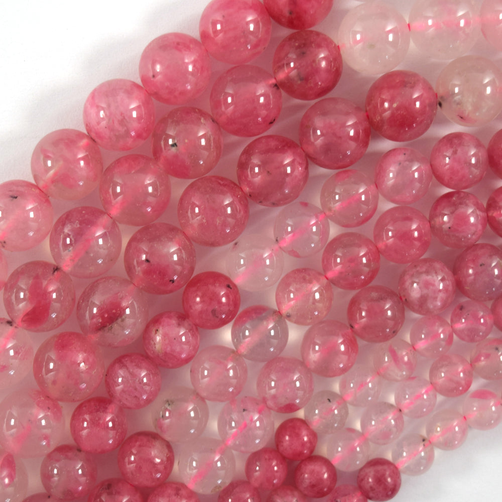 AA Natural Pink Cherry Blossom Agate Round Beads 15" Strand 6mm 8mm 10mm