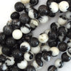 Natural Black White Zebra Jasper Round Beads 15