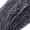 Natural Faceted Blue Iolite Round Beads Gemstone 15.5