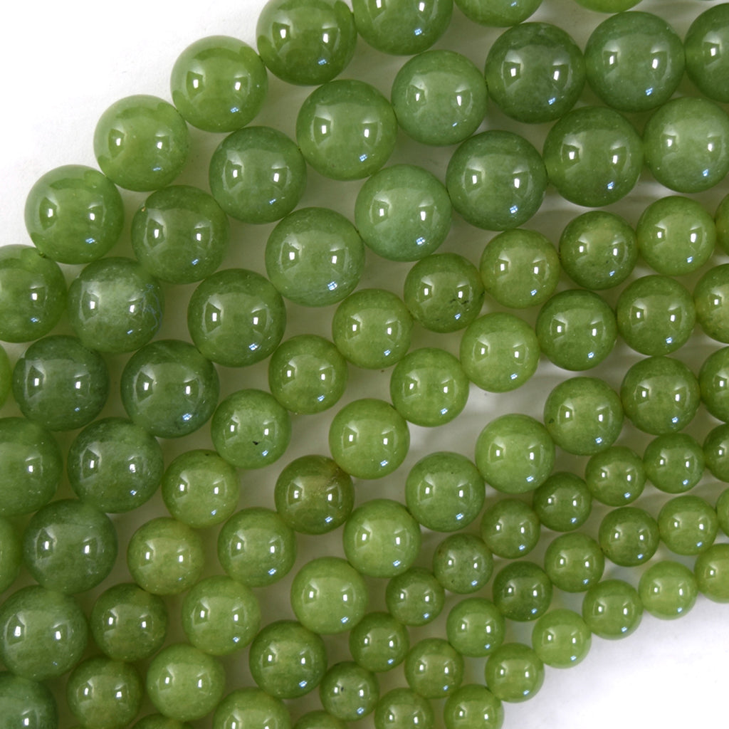 Canadian Light Green Jade Round Beads Gemstone 15" Strand 6mm 8mm 10mm S2
