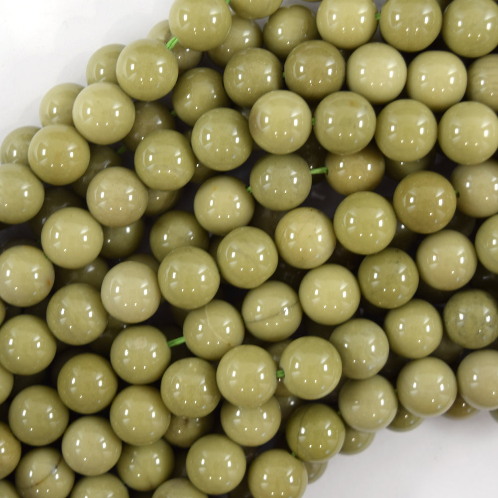 Natural African Matcha Green Jasper Round Beads 15" Strand 4mm 6mm 8mm 10mm