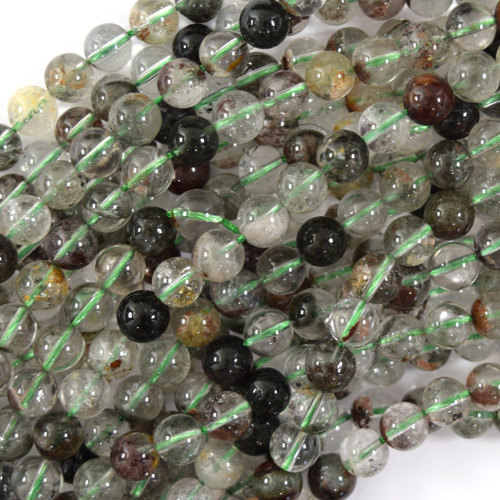 Natural Green Phantom Quartz Round Beads Gemstone 15.5" Strand 6mm 8mm 10mm S2