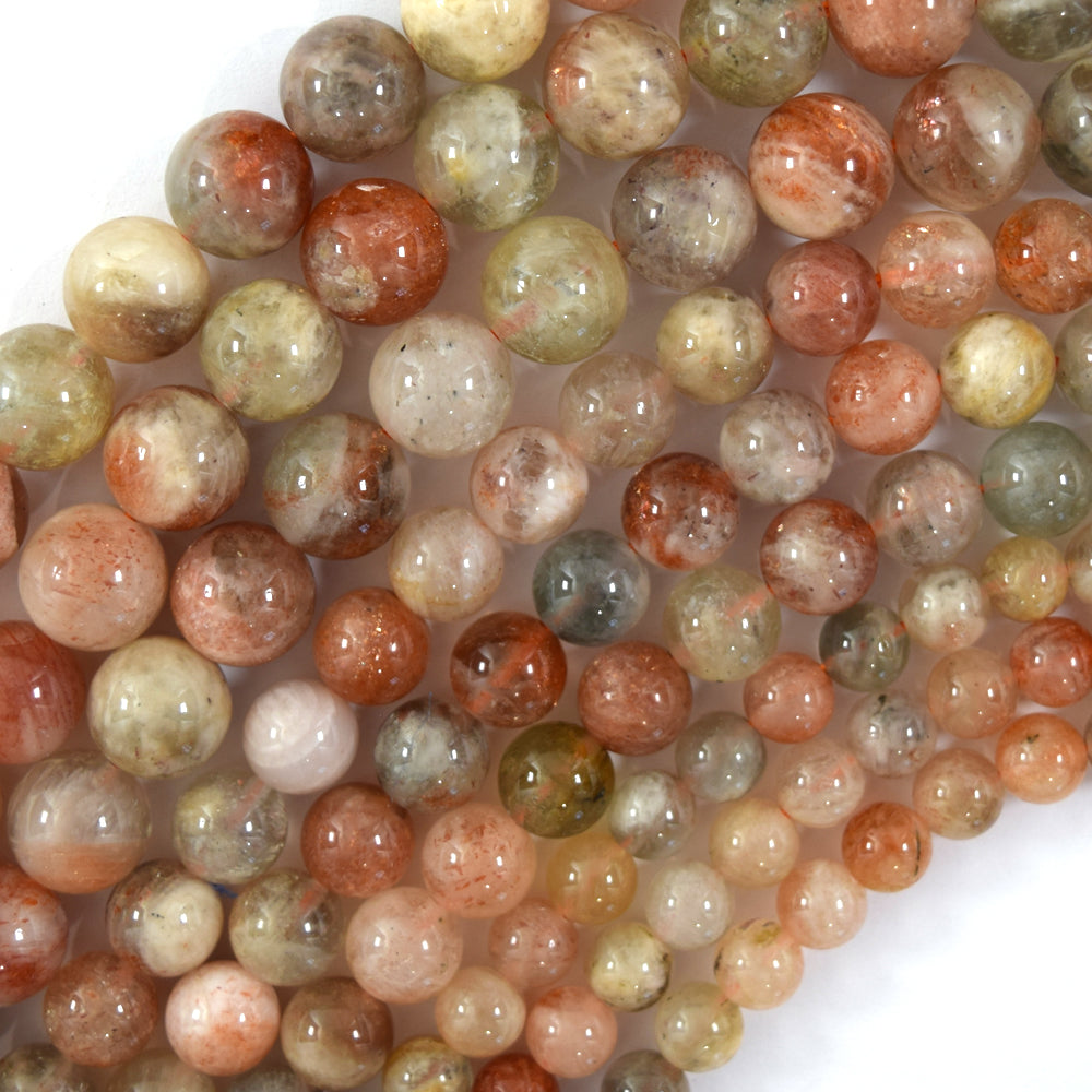 Natural Gold Orange Arusha Sunstone Round Beads 15" Strand 6mm 8mm 10mm