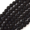 Matte Black Druzy Agate Round Gemstone Beads 15.5