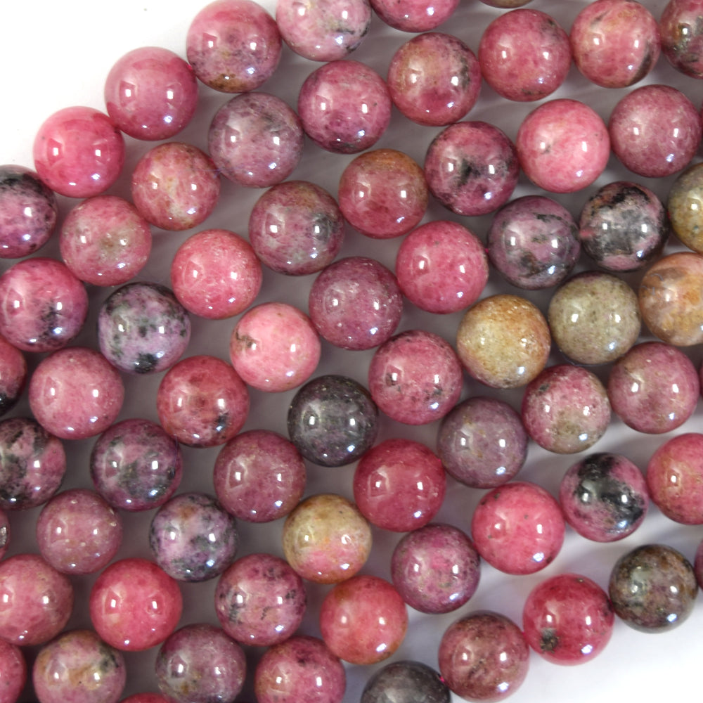 Natural African Pink Rhodonite Round Beads 15.5" Strand 4mm 6mm 8mm 10mm