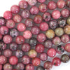 Natural African Pink Rhodonite Round Beads 15.5