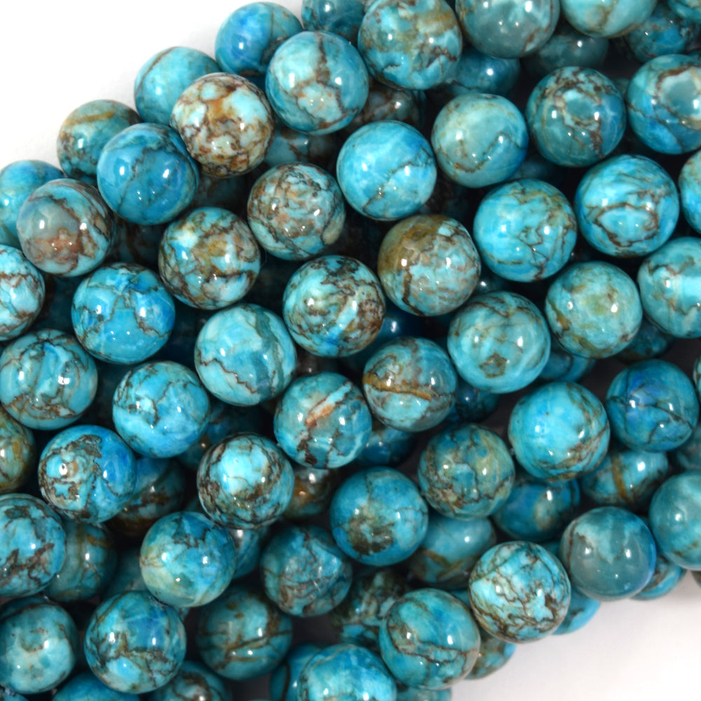 Natural Blue South African Turquoise Round Beads 15" Strand 6mm 8mm 10mm