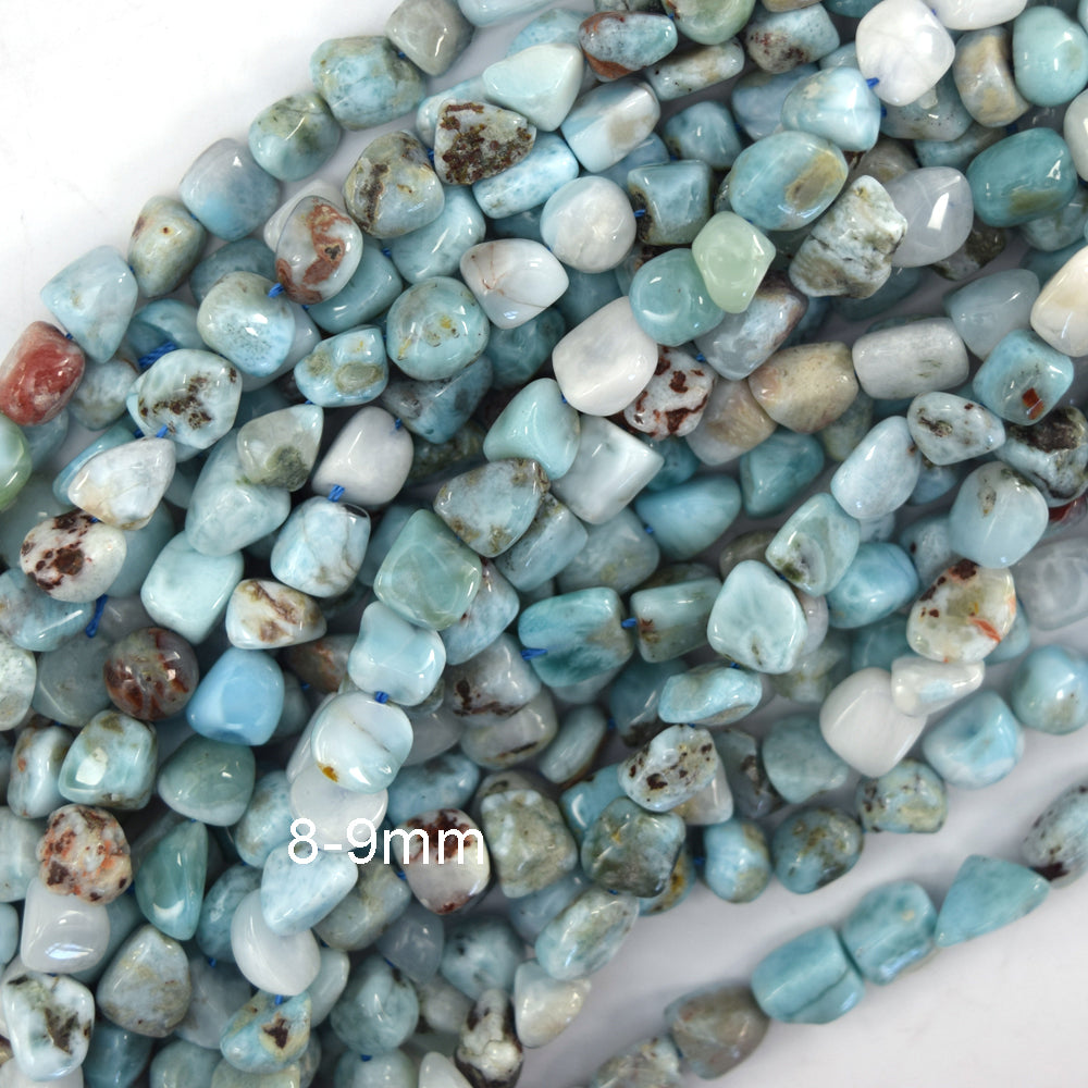 Natural Blue Larimar Cube Pebble Nugget Beads 15" Strand 6-7mm 6-8mm 7-9mm