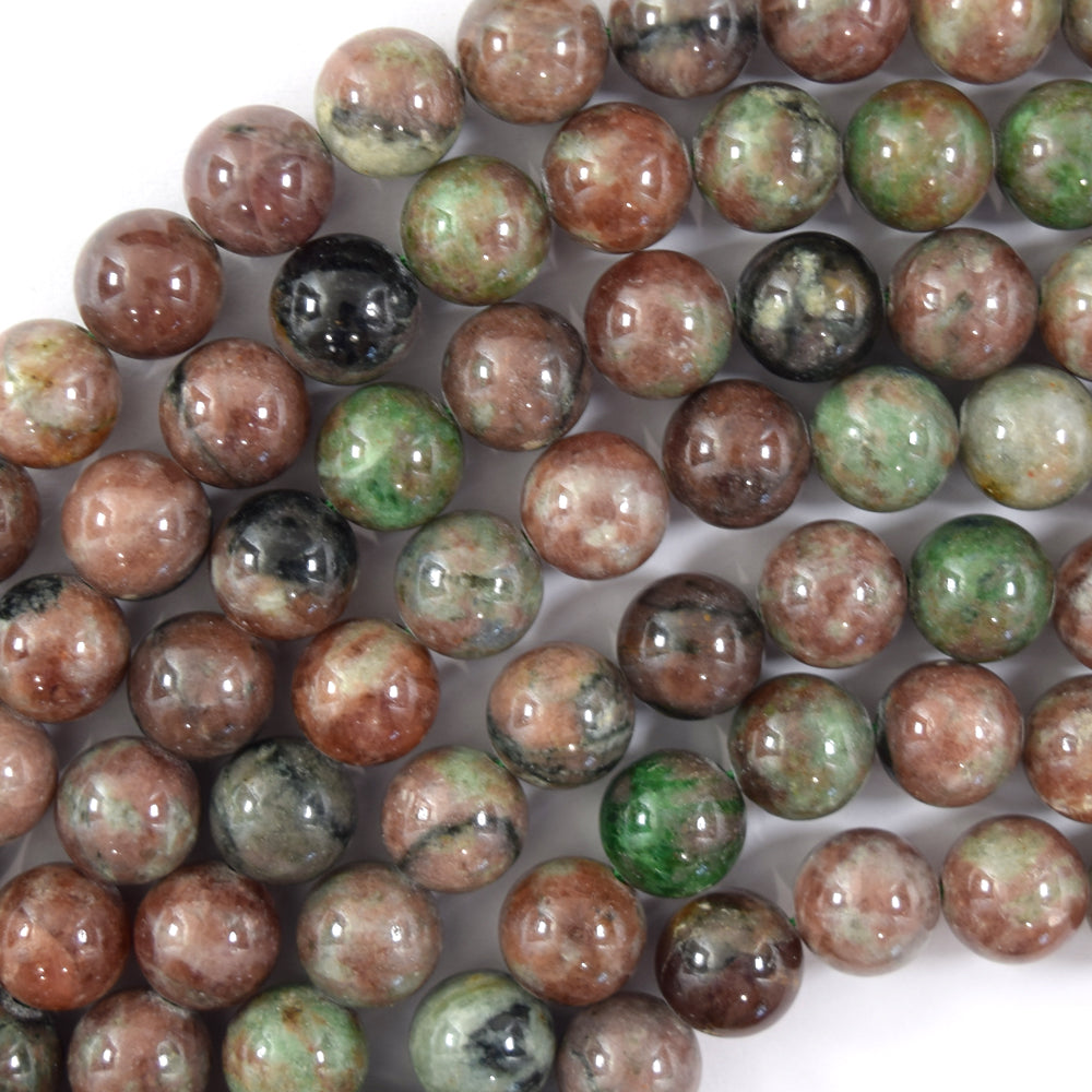 Natural Red Green Garnet Round Beads 15" Strand 6mm 8mm 10mm