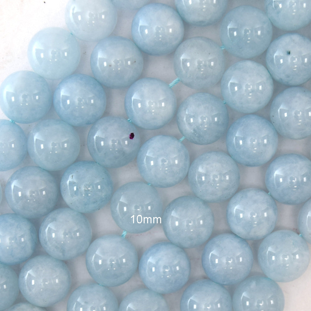 Light Blue Aquamarine Quartz Round Beads 15" Strand 4mm 6mm 8mm 10mm 12mm