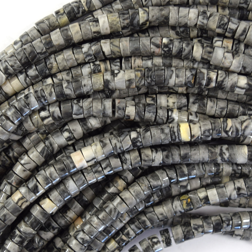 3x6mm Natural Heishi Disc Beads 15" Strand Labradorite Map Red Jasper Dalmatian