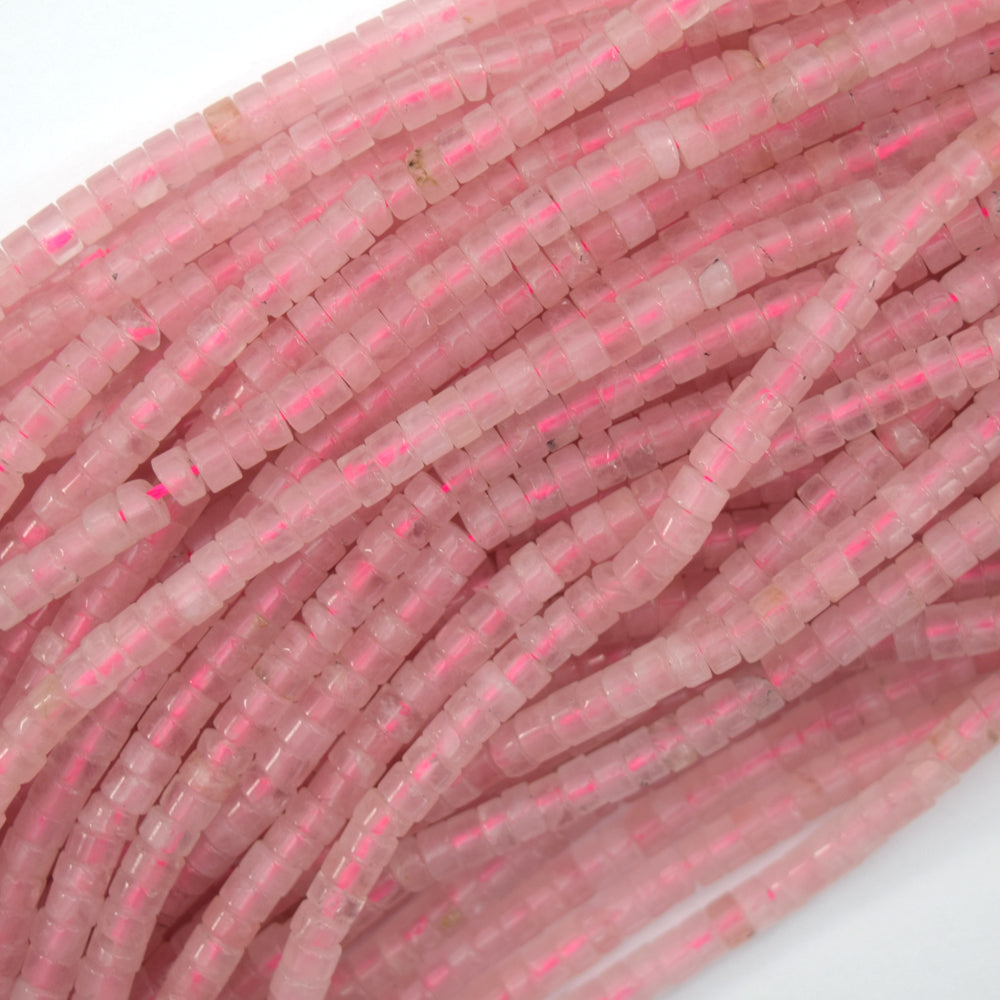 Natural Pink Rose Quartz Heishi Disc Beads Gemstone 15.5" Strand 4mm 6mm