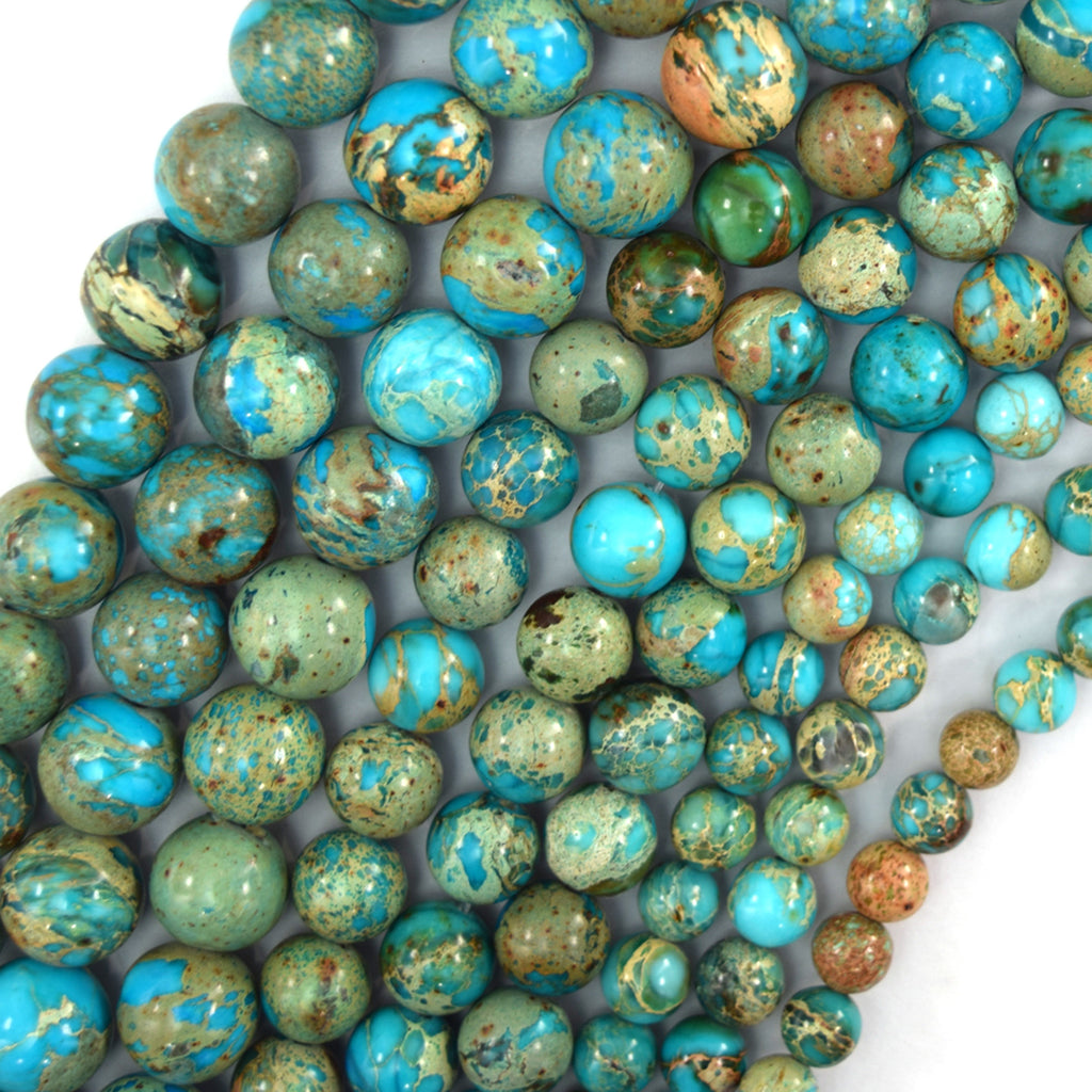 Sky Blue Sea Sediment Jasper Round Beads 15.5" Strand 4mm 6mm 8mm 10mm 12mm