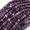 5x8mm faceted purple colored jade rondelle button beads 15