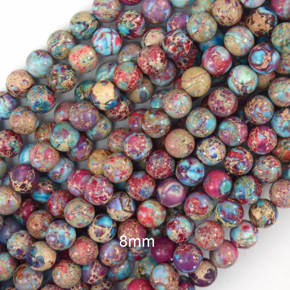 Galaxy Purple Blue Sea Sediment Jasper Round Beads 15.5" 4mm 6mm 8mm 10mm S2