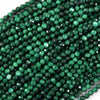 Natural Faceted Green Malachite Round Beads Gemstone 15.5