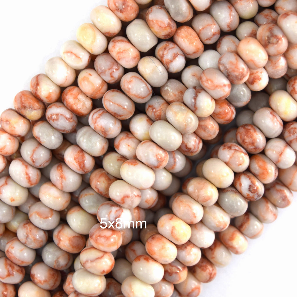 Natural Red Spider Web Jasper Rondelle Button Beads 15" Strand 6mm 8mm
