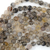 Black Dragon Vein Agate Round Beads Gemstone 15