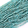 3mm natural faceted Russian green amazonite round beads 15