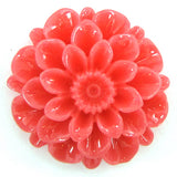 6 pieces 30mm synthetic rose pink coral carved chrysanthemum flower pendant bead