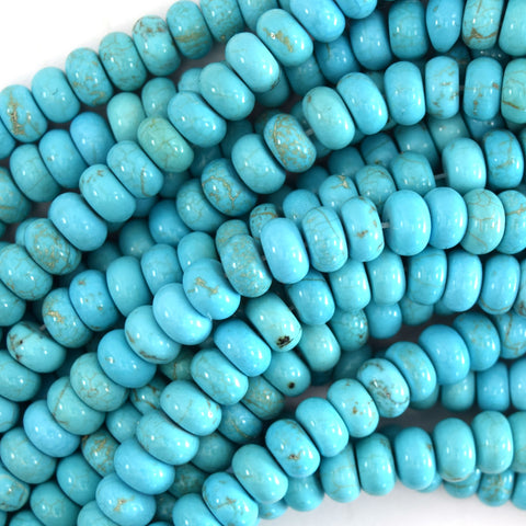 Brown Matrix Blue Turquoise Rondelle Button Beads 15.5" Strand 4mm 6mm 8mm