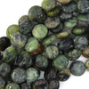 12mm natural green jasper coin beads 15