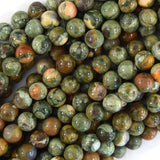 Natural Rainforest Green Rhyolite Jasper Round Beads 15