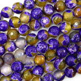 Faceted Lemon Purple Agate Round Beads Gemstone 15