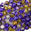 Faceted Lemon Purple Agate Round Beads Gemstone 15