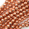 Faceted Rose Gold Hematite Round Beads Gemstone 15.5