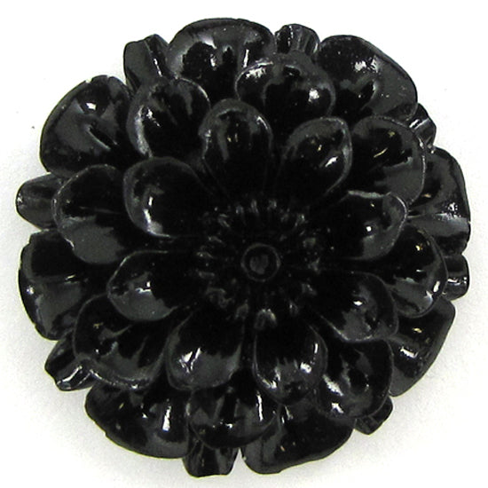 6 pieces 30mm synthetic black coral carved chrysanthemum flower pendant bead