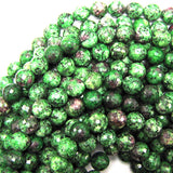 10mm faceted ruby zoisite jade round beads 15.5