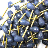 12mm faceted sapphire blue jade teardrop beads 16