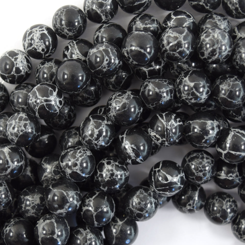 12mm synthetic black jasper round beads 15.5" strand