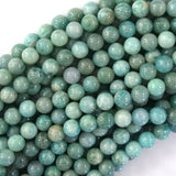Natural Russian Green Amazonite Round Beads Gemstone 15