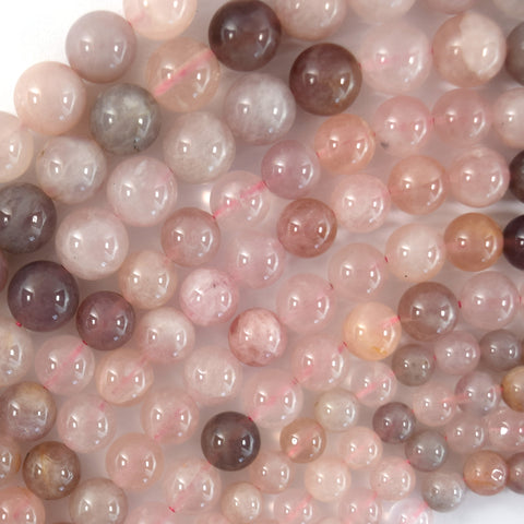 7mm 9mm natural Madagascar pink rose quartz pebble nugget beads 15.5" strand