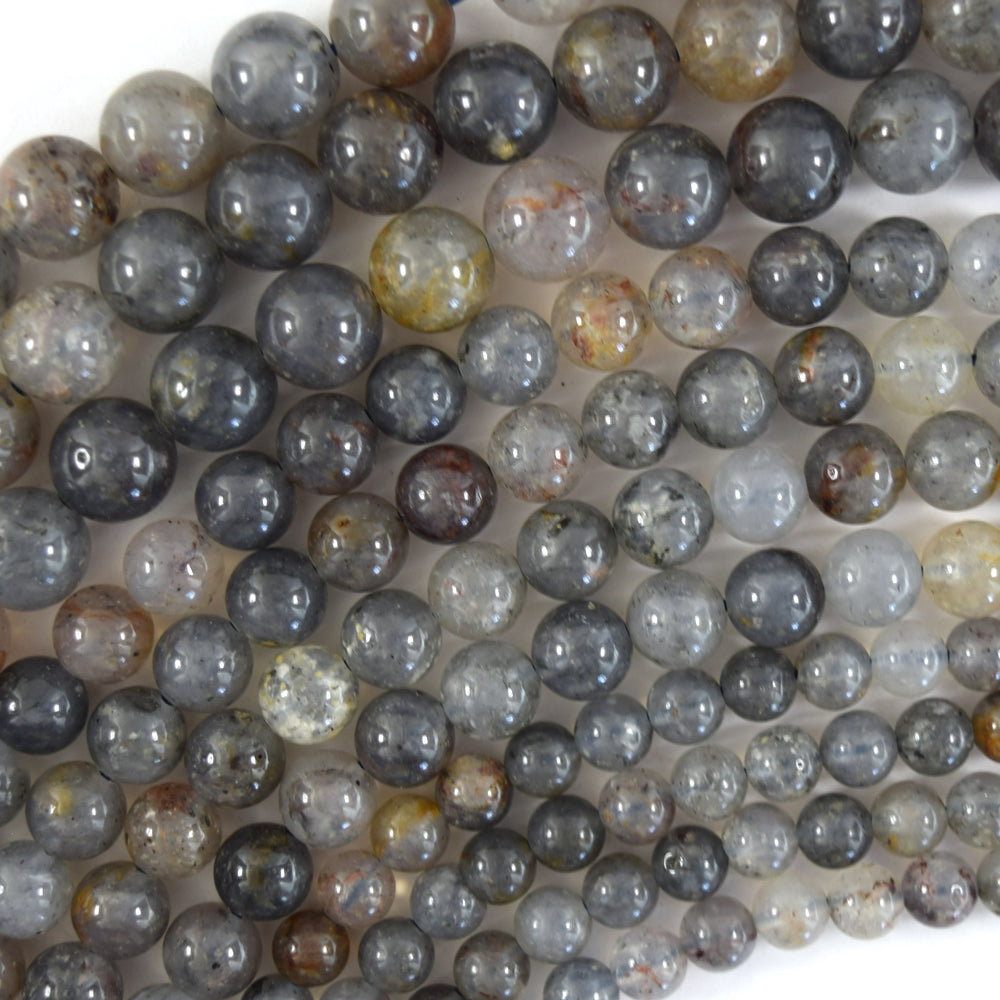 Natural Gray Sesame Crystal Quartz Round Beads Gemstone 15" Strand 6mm 8mm 10mm