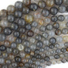 Natural Gray Sesame Crystal Quartz Round Beads Gemstone 15