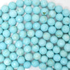 Faceted Cream Blue Turquoise Round Beads 15.5