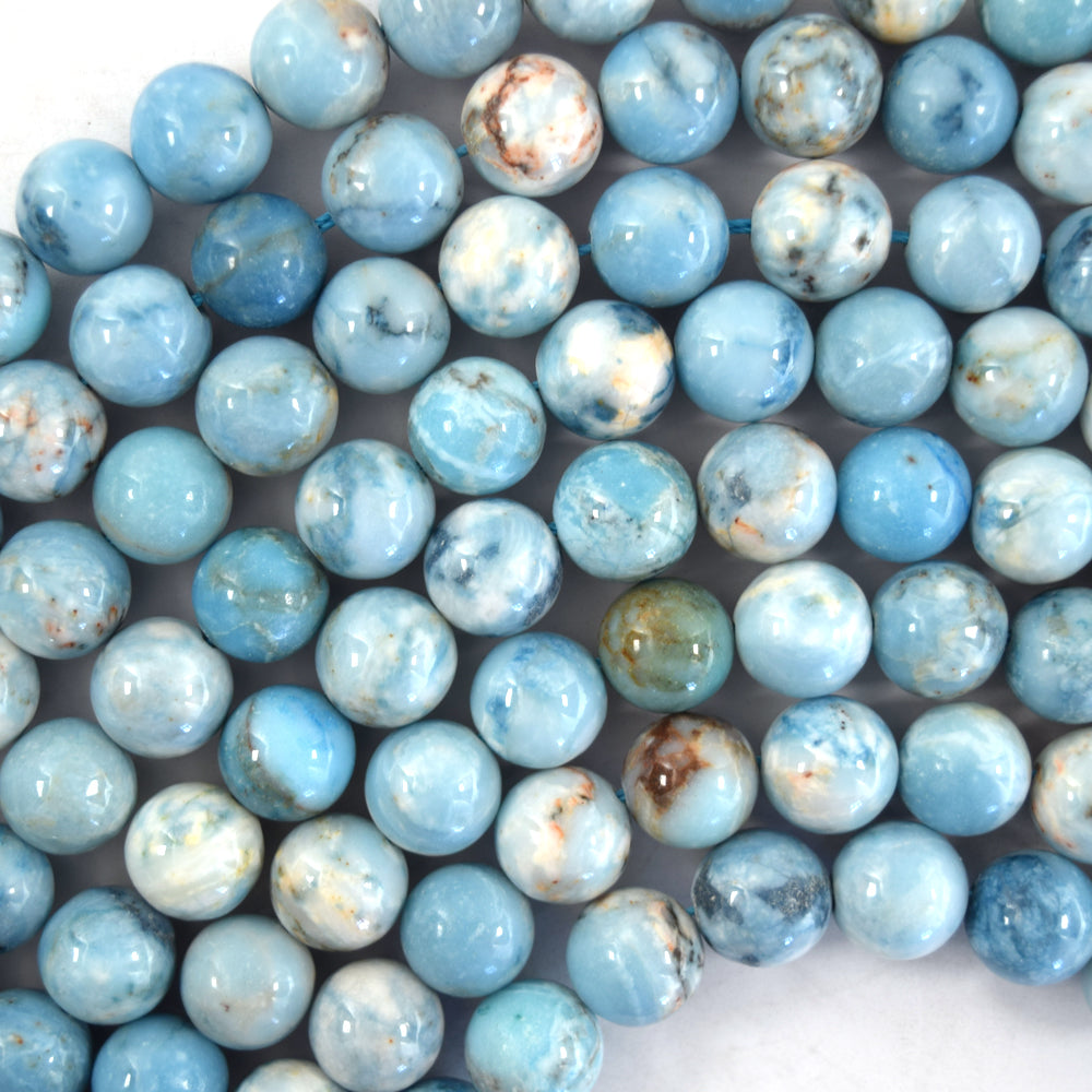 Blue Larimar Quartz Round Beads Gemstone 15" Strand 4mm 6mm 8mm 10mm 12mm S2