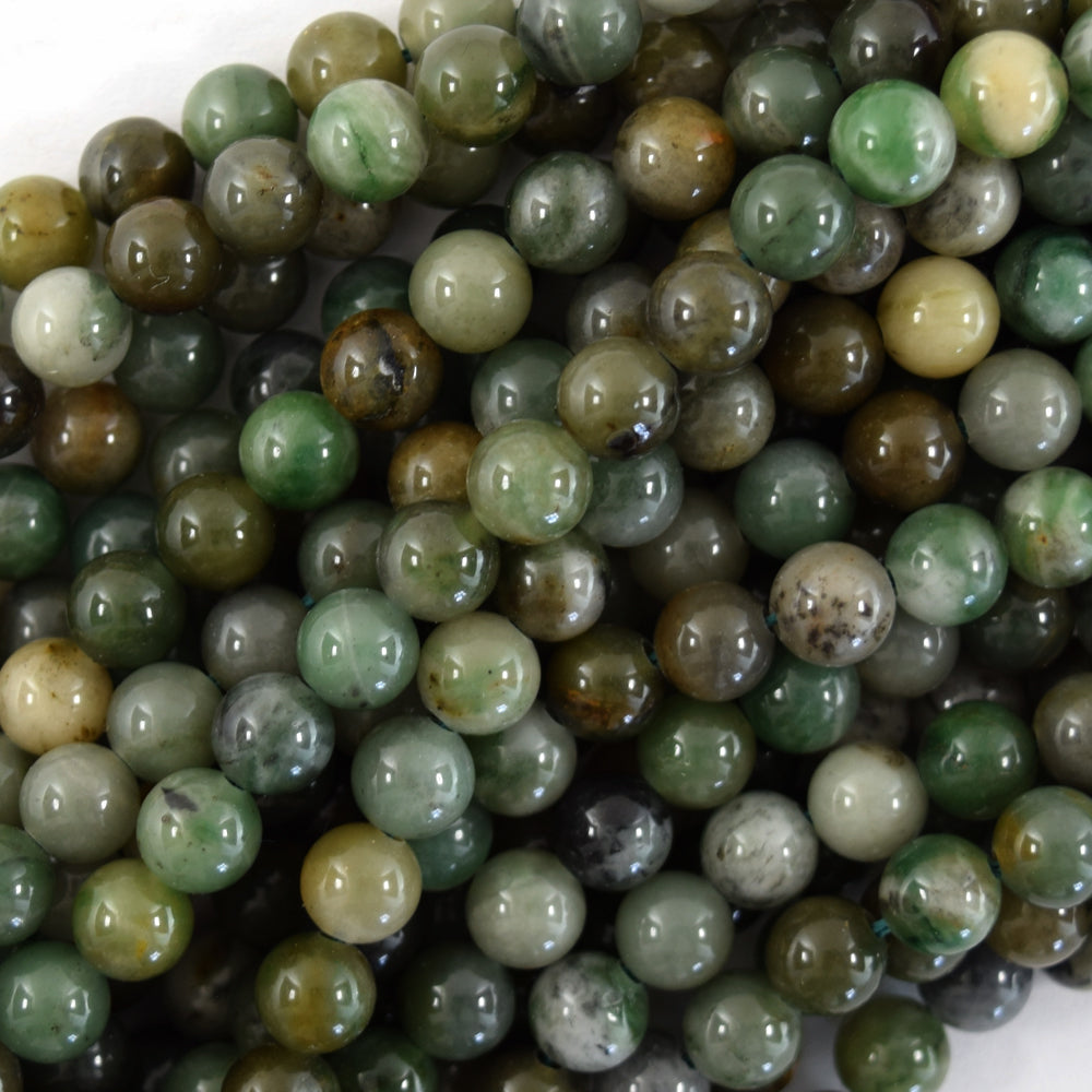 Natural Green African Jade Round Beads 15" Strand 4mm 6mm 8mm 10mm 12mm S1