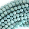 Natural Faceted Blue Amazonite Round Beads 15.5