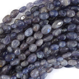 6mm - 8mm natural blue iolite pebble nugget beads 15.5