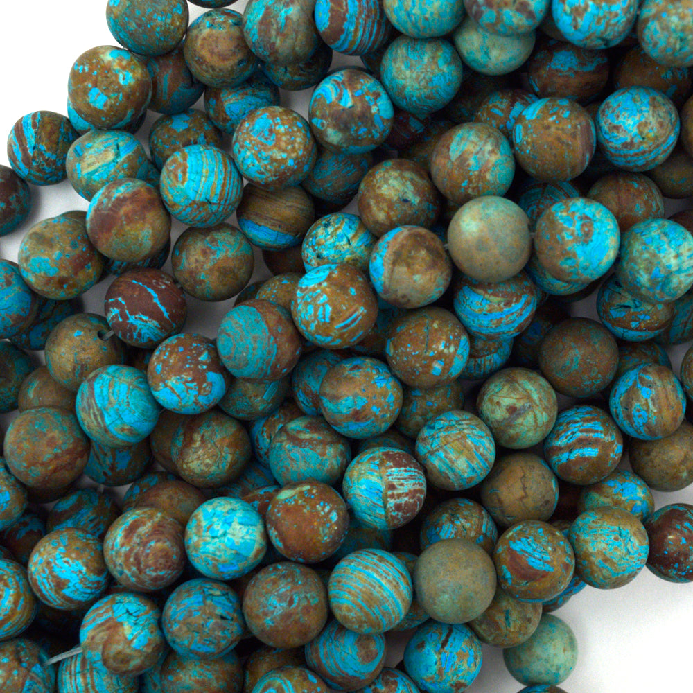 Matte Brown Blue Turquoise Round Beads 15.5" Strand Frost 4mm 6mm 8mm 10mm 12mm