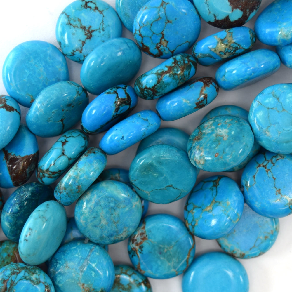 14mm blue turquoise coin beads 16" strand S1