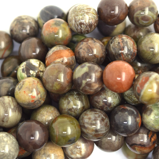 Natural Australian Flower Agate Round Beads 15" Strand 6mm 8mm 10mm 12mm