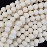 Natural Matte Ivory Jade Round Beads Gemstone 15