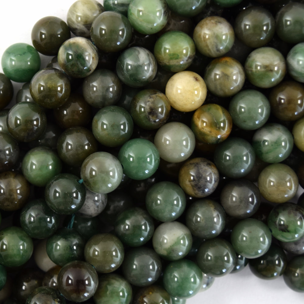 Natural Green African Jade Round Beads 15" Strand 4mm 6mm 8mm 10mm 12mm S1