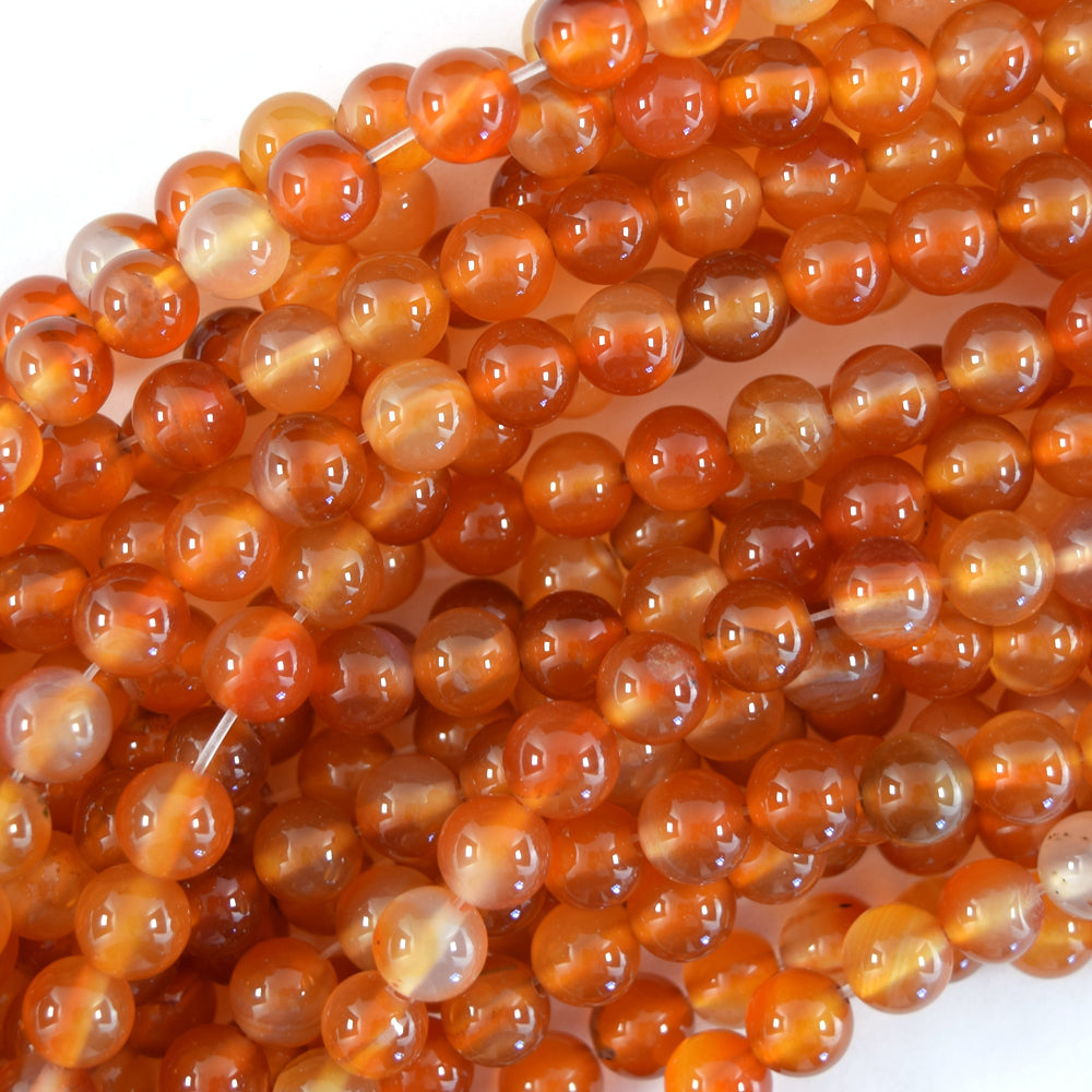 Natural Carnelian Round Beads Gemstone 15" Strand 4mm 6mm 8mm 10mm 12mm S1