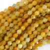 Natural Star Cut Faceted Yellow Jade Round Beads 15
